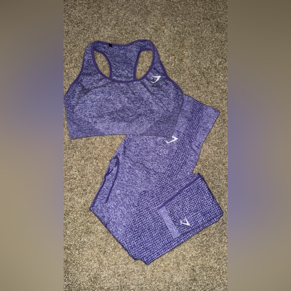 GYMSHARK Purple Sports Bra and Leggings Set